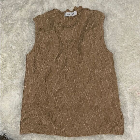 Nine West Tops - Nine West Ribbed Tan Sleeveless Blouse
